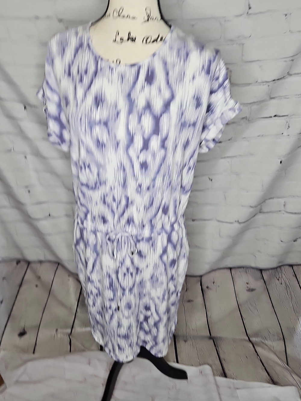 Hilary Radley Short Sleeve Elastic Waist Pullover Dress Size Medium